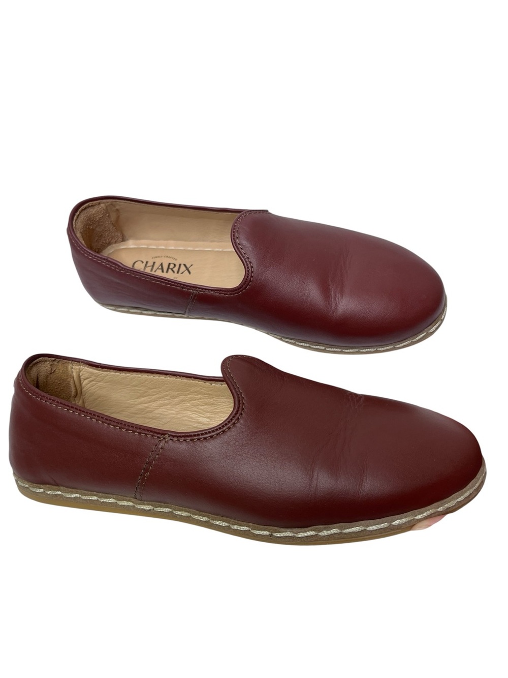 CHARIX Classic Leather Slip-On Shoes in Bordeaux size 8.5 (38.5) - Picture 3 of 13